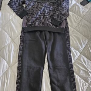 Black and Purple Geometric Two-Piece Set